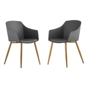 Image of Set of 1/2/4 Eden Padded Dining Chairs Set of 2 - Grey - Grey