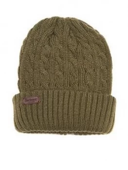 Image of Barbour Balfron Cable Knit Beanie - Olive