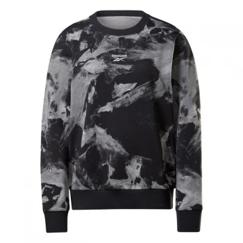 Image of Reebok Meet You There AOP Tie Dye Crew Sweater Womens - Black