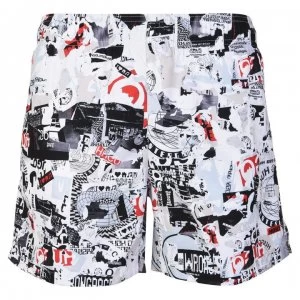 Image of Hugo Boss Printed Technical Fabric Swim Shorts White/Black Size L Men