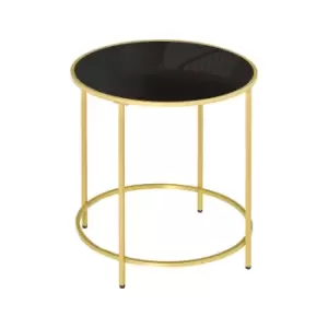 Image of Homcom Round Side Table With Tempered Glass Tabletop For Living Room Bedroom