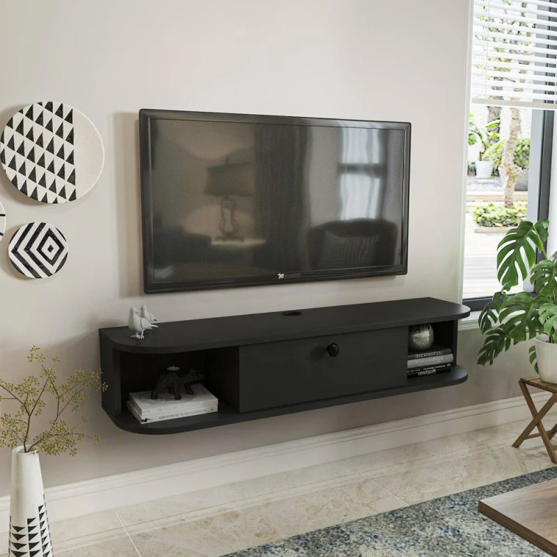 Image of Decorotika Ibarra Floating Wall Mounted TV Cabinet TV Stand TV Unit Dark Grey