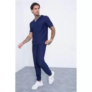 Image of I Saw It First Navy Ribbed Polo & Pintuck Jogger Set - Blue