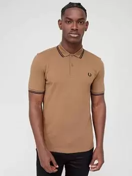 Image of Fred Perry Twin Tipped Polo Shirt, Stone, Size L, Men