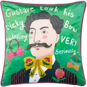 Image of Kate Merritt Gustave Print Piped Edge Cushion Cover, Multi, 43 x 43 Cm