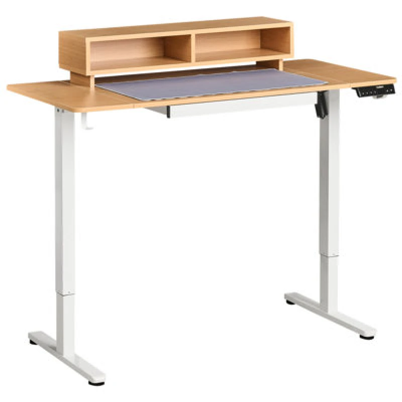 Image of Beliani Electric Adjustable Standing Desk Lucama Light Brown/ White 120 Cm 60 Cm With USB Port