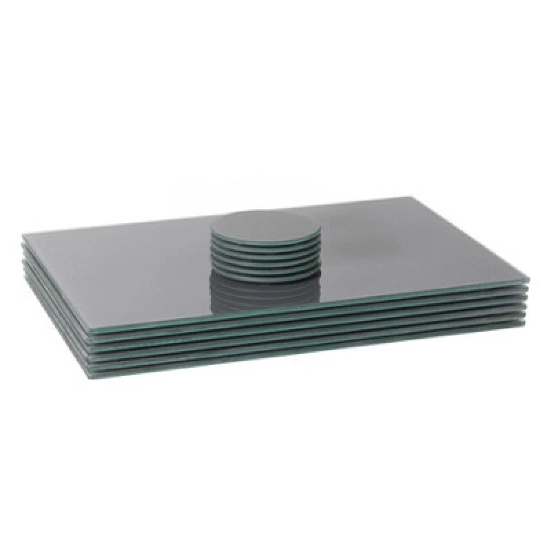 Image of Harbour Housewares 12Pc Glass Placemats & Round Coasters Set - 40 X 30Cm Grey Dining Table Protection Place Mats & Coasters