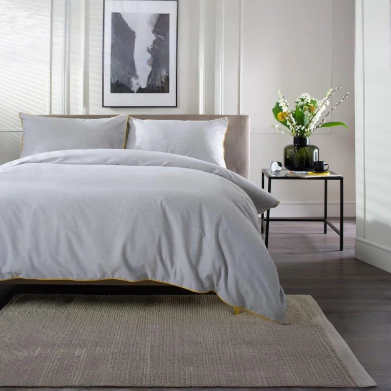 Image of The Lyndon Company Yorkie Grey Duvet Cover Set Yorkie Yellow unisex Single