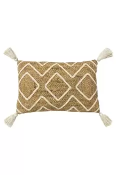 Image of Godi Braided Jute Corner Tasselled Cushion