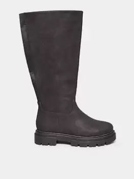 Image of Yours Wide Fit Cleated Calf Boot - Black, Size 7E, Women