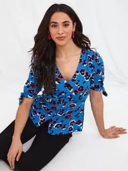Image of Joe Browns Joe Browns Alluring Animal Blouse Blue Size 16, Women