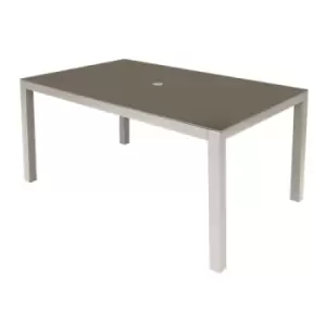 Image of Dellonda Fusion Aluminium Glass Garden Dining Table with Parasol Hole, Light Grey