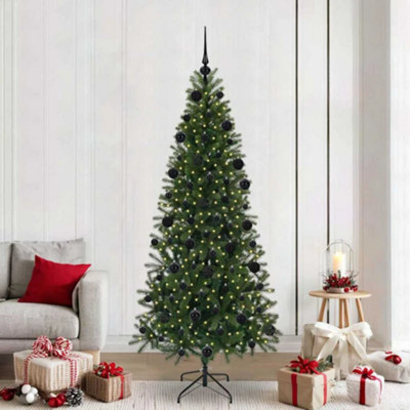 Image of Vidaxl Artificial Christmas Tree With 300 Leds Green 210 Cm Pe And Pvc