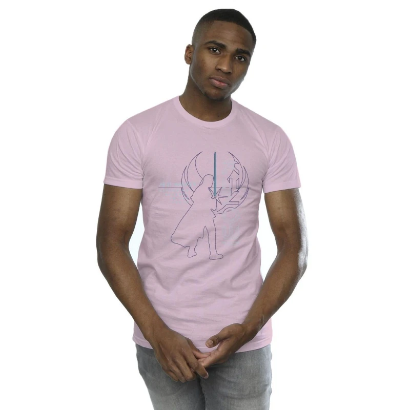 Image of Star Wars Star Wars Men Obi-Wan Kenobi Jedi Master Balance T-Shirt in Baby Pink Size: Small Baby Pink S Male 5059934428003