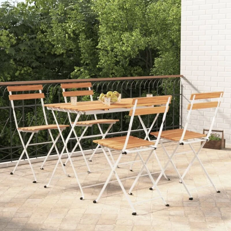 Image of VIDAXL 5 Piece Folding Bistro Set Solid Wood Acacia and Steel Vidaxl 8720845665951