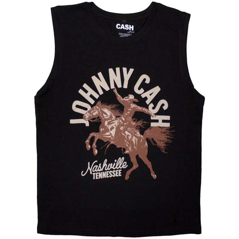 Image of Johnny Cash Johnny Cash Men Nashville Concert Tank Top in Black Size: Medium Black M Male 5063750833804