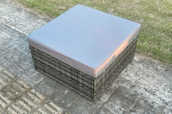 Image of Fimous Outdoor Dark Grey Mixed Rattan Square Big Footstool