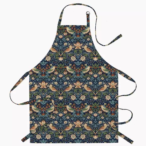 Image of William Morris Strawberry Thief Acrylic Apron Strawberry Thief Navy