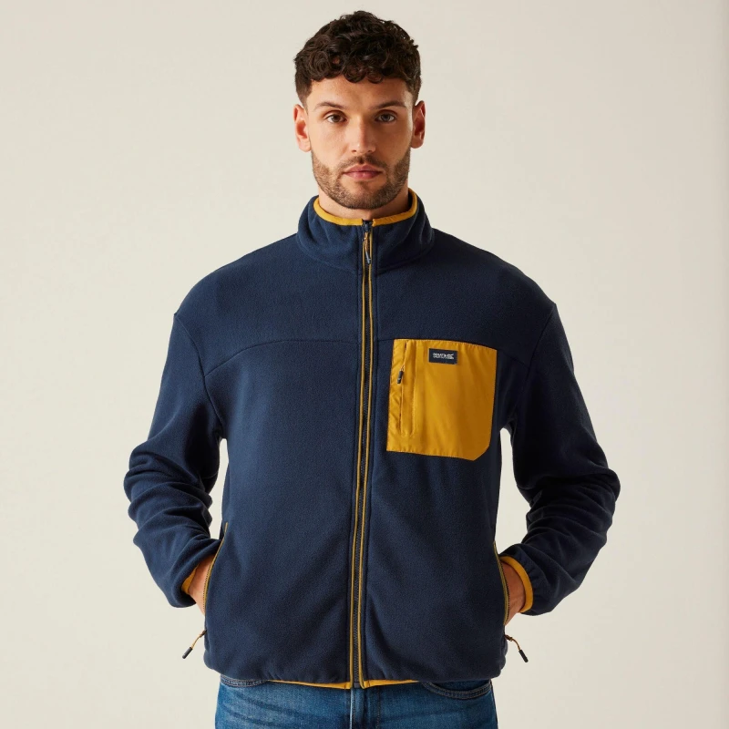 Image of Regatta Frankie Full Zip Fleece Navy/Mustard male S