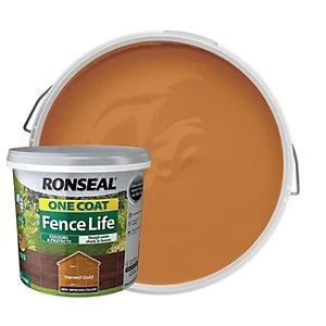 Image of Ronseal One Coat Fence Life Matt Shed & Fence Treatment - Harvest Gold 5L