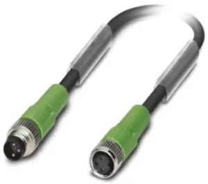 Image of Phoenix Contact Sac-3P-M 8Ms/ 1,5-Pur/m 8Fs Sensor Cable, 3Pos, M8 Plug-Socket, 1.5M