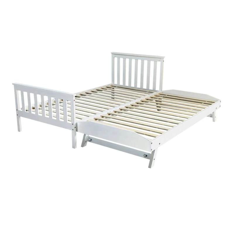 Image of Kidsaw Jinsen White Wooden Pull Out Bed - 3ft Single