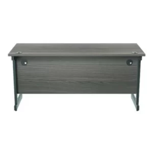 Image of Jemini Single Rectangular Desk 1600x600x730mm Grey Oak/Silver KF800654