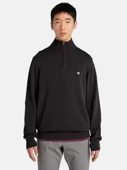 Image of Timberland Ls Williams River Cotton Yd 1/4 Zip Sweater, Black Size M Men