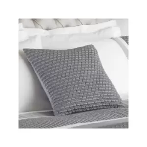 Image of Riva Home Honeycomb Faux Silk Embellished Cushion Cover, Silver, 45 x 45 Cm