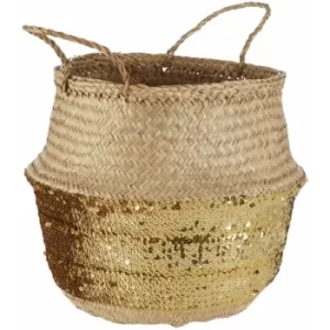 Image of Premier Housewares Gold Sequin Large Seagrass Basket