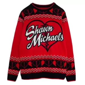 Image of WWE Mens Shawn Michaels Knitted Jumper (S) (Red/Black)