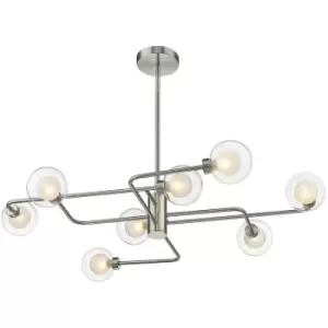 Image of Spring Lighting - Spring Contemporary Multi Arm Swirl Pendant Ceiling 8 Light Satin Nickel, Glass