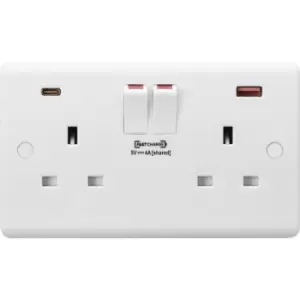 Image of 13A 2G dp Switched Socket with Dual usb fastcharge ports (a + c) 230V IP20