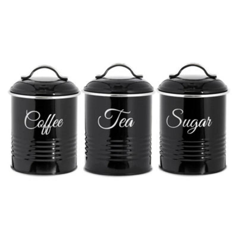 Image of Innoteck Essentials Tea, Coffee, Sugar Set Of 3 Canister In High Gloss Black