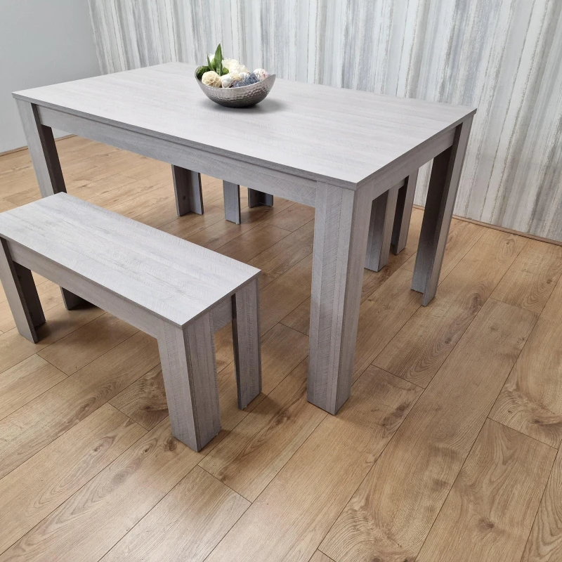 Image of KOSY KOALA KOSY KOALA Kitchen Dining Table with 2 Benches,Dining room Table set, Dining Table and 2 Benches in Grey Size: 140cm x 80cm Grey 140cm x