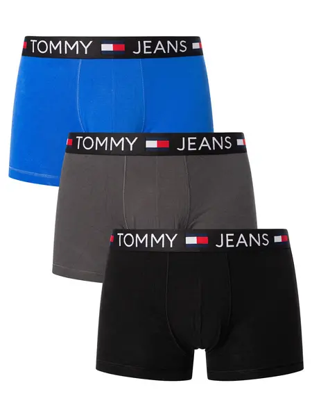 Image of Tommy Jeans 3 Pack Trunks Black/Dark Ash/Empire Blue S