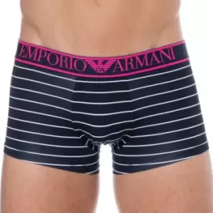 Image of Emporio Armani Microfiber Boxer Briefs - Navy Stripe M