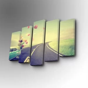 Image of 5PUC-126 Multicolor Decorative Canvas Painting (5 Pieces)