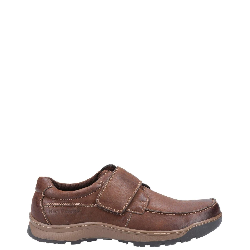 Image of Hush Puppies Mens Casper Touch Fastening Leather Shoes UK Size 6 (EU 40) Brown HUS358-BROWN-6
