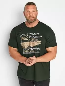 Image of BadRhino West Coast Classic Car T-Shirt - Forest Green, Size 2XL, Men