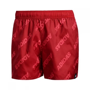 Image of adidas Wording Swim Shorts Mens - Team Victory Red / Power Pink