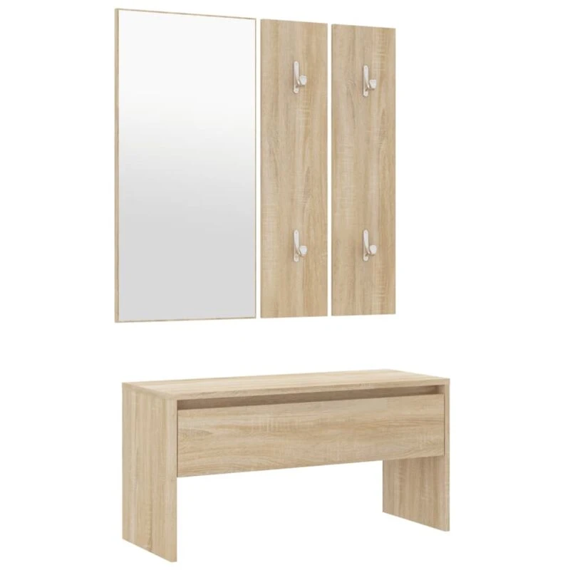 Image of vidaXL Hallway Furniture Set Sonoma Oak Engineered Wood, Brown 808786
