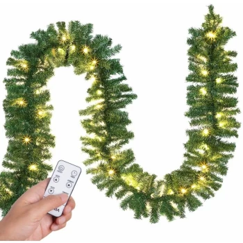 Image of Christmas Garland Fir Remote Control Christmas Decoration 5m 10m Lighting Chain 5m 100 LEDs + remote - Casaria