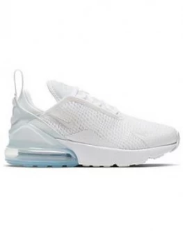Image of Nike Air Max 270 Childrens Trainers - White/Silver, White/Silver, Size 13