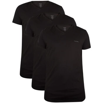 Image of Diesel 3 Pack Jake Plain Logo V-Neck T-Shirts mens in Black - Sizes UK XS,UK S