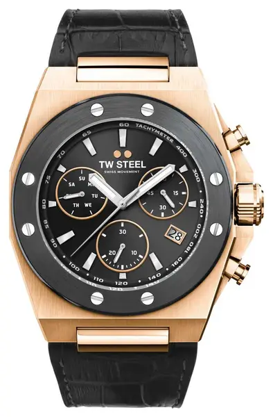 Image of TW Steel CE4084 Mens CEO Tech Black Dial Black Leather Watch
