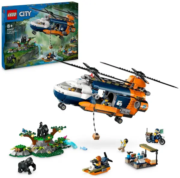 Image of LEGO LEGO City Jungle Explorer Helicopter at Base Camp Set 60437