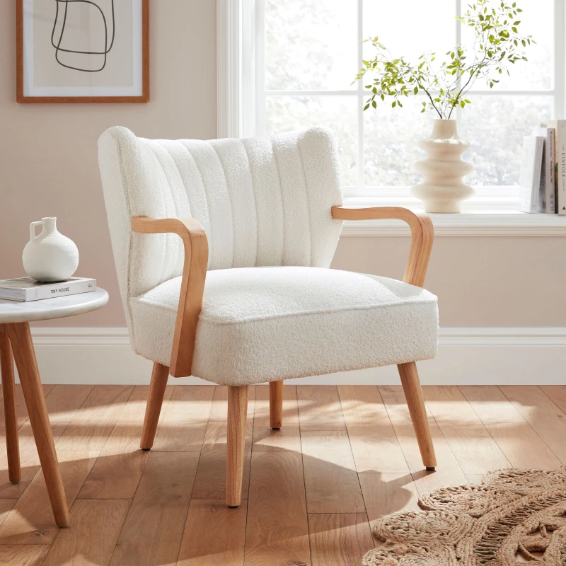 Image of GFW Enzo Cream Boucle Fabric Accent Chair