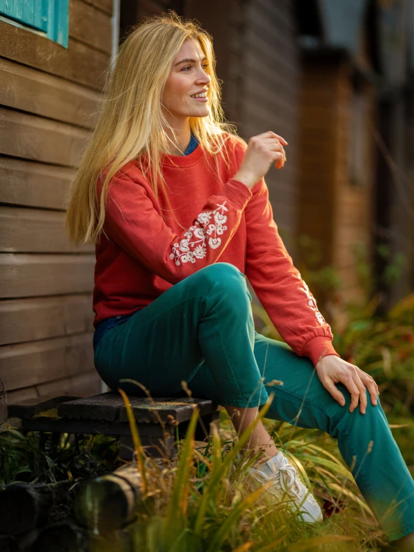 Image of Brakeburn Ferndown Crew Neck Sweatshirt Chinos UK 08 Red 33554408000
