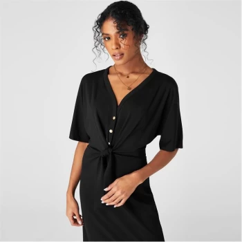 Image of Biba Tie Front Jersey Dress - Black